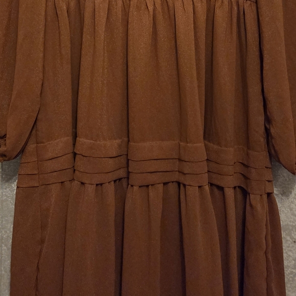 Chic Long Sleeve Brown Dress - Picture 4 of 5